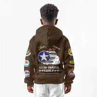 Tuskegee Airmen WWII Heroes Kid Hoodie The Great American Aviators Brown Leather Pattern - Wonder Print Shop