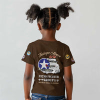 Tuskegee Airmen WWII Heroes Kid T Shirt The Great American Aviators Brown Leather Pattern - Wonder Print Shop
