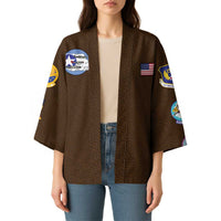 Tuskegee Airmen WWII Heroes Kimono The Great American Aviators Brown Leather Pattern - Wonder Print Shop
