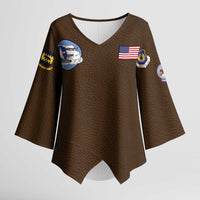Tuskegee Airmen WWII Heroes Kimono Sleeve Blouse The Great American Aviators Brown Leather Pattern - Wonder Print Shop