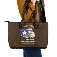 Tuskegee Airmen WWII Heroes Leather Tote Bag The Great American Aviators Brown Leather Pattern - Wonder Print Shop