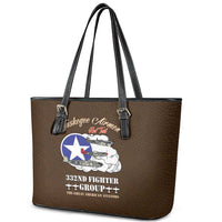 Tuskegee Airmen WWII Heroes Leather Tote Bag The Great American Aviators Brown Leather Pattern - Wonder Print Shop