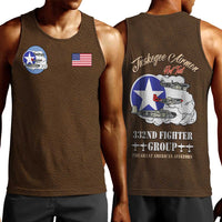 Tuskegee Airmen WWII Heroes Men Tank Top The Great American Aviators Brown Leather Pattern - Wonder Print Shop