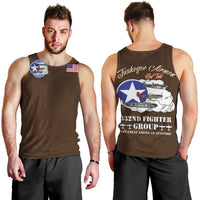Tuskegee Airmen WWII Heroes Men Tank Top The Great American Aviators Brown Leather Pattern - Wonder Print Shop