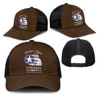Tuskegee Airmen WWII Heroes Mesh Trucker Cap The Great American Aviators Brown Leather Pattern - Wonder Print Shop