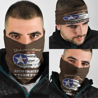 Tuskegee Airmen WWII Heroes Neck Gaiter The Great American Aviators Brown Leather Pattern - Wonder Print Shop