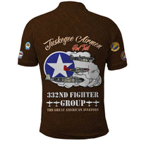 Tuskegee Airmen WWII Heroes Polo Shirt The Great American Aviators Brown Leather Pattern - Wonder Print Shop
