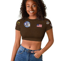 Tuskegee Airmen WWII Heroes Raglan Cropped T Shirt The Great American Aviators Brown Leather Pattern - Wonder Print Shop