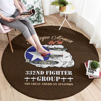 Tuskegee Airmen WWII Heroes Round Carpet The Great American Aviators Brown Leather Pattern - Wonder Print Shop