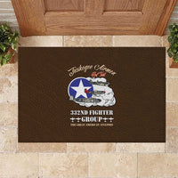 Tuskegee Airmen WWII Heroes Rubber Doormat The Great American Aviators Brown Leather Pattern - Wonder Print Shop