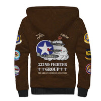 Tuskegee Airmen WWII Heroes Sherpa Hoodie The Great American Aviators Brown Leather Pattern - Wonder Print Shop