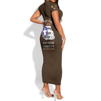 Tuskegee Airmen WWII Heroes Short Sleeve Bodycon Dress The Great American Aviators Brown Leather Pattern - Wonder Print Shop