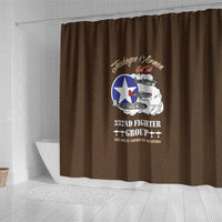 Tuskegee Airmen WWII Heroes Shower Curtain The Great American Aviators Brown Leather Pattern - Wonder Print Shop