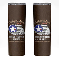 Tuskegee Airmen WWII Heroes Skinny Tumbler The Great American Aviators Brown Leather Pattern - Wonder Print Shop