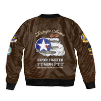 Tuskegee Airmen WWII Heroes Sleeve Zip Bomber Jacket The Great American Aviators Brown Leather Pattern - Wonder Print Shop