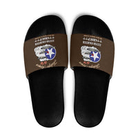 Tuskegee Airmen WWII Heroes Slide Sandals The Great American Aviators Brown Leather Pattern - Wonder Print Shop
