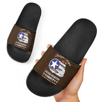 Tuskegee Airmen WWII Heroes Slide Sandals The Great American Aviators Brown Leather Pattern - Wonder Print Shop