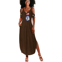 Tuskegee Airmen WWII Heroes Summer Maxi Dress The Great American Aviators Brown Leather Pattern - Wonder Print Shop
