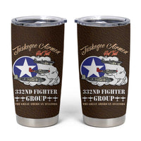 Tuskegee Airmen WWII Heroes Tumbler Cup The Great American Aviators Brown Leather Pattern - Wonder Print Shop