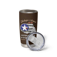 Tuskegee Airmen WWII Heroes Tumbler Cup The Great American Aviators Brown Leather Pattern - Wonder Print Shop