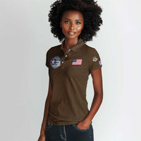 Tuskegee Airmen WWII Heroes Women Polo Shirt The Great American Aviators Brown Leather Pattern - Wonder Print Shop