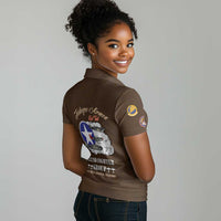Tuskegee Airmen WWII Heroes Women Polo Shirt The Great American Aviators Brown Leather Pattern - Wonder Print Shop