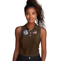 Tuskegee Airmen WWII Heroes Women Sleeveless Polo Shirt The Great American Aviators Brown Leather Pattern - Wonder Print Shop