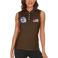 Tuskegee Airmen WWII Heroes Women Sleeveless Polo Shirt The Great American Aviators Brown Leather Pattern - Wonder Print Shop