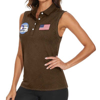Tuskegee Airmen WWII Heroes Women Sleeveless Polo Shirt The Great American Aviators Brown Leather Pattern - Wonder Print Shop