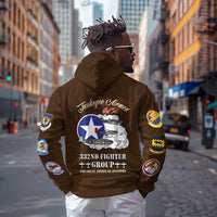 Tuskegee Airmen WWII Heroes Zip Hoodie The Great American Aviators Brown Leather Pattern - Wonder Print Shop