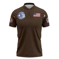 Tuskegee Airmen WWII Heroes Zipper Polo Shirt The Great American Aviators Brown Leather Pattern - Wonder Print Shop
