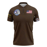 Tuskegee Airmen WWII Heroes Zipper Polo Shirt The Great American Aviators Brown Leather Pattern - Wonder Print Shop