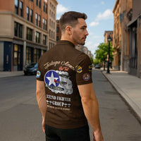 Tuskegee Airmen WWII Heroes Zipper Polo Shirt The Great American Aviators Brown Leather Pattern - Wonder Print Shop