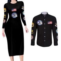 Tuskegee Airmen WWII Heroes Couples Matching Long Sleeve Bodycon Dress and Long Sleeve Button Shirt The Great American Aviators Black Art - Wonder Print Shop