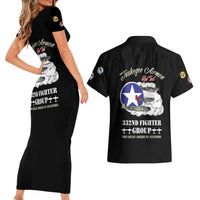 Tuskegee Airmen WWII Heroes Couples Matching Short Sleeve Bodycon Dress and Hawaiian Shirt The Great American Aviators Black Art - Wonder Print Shop