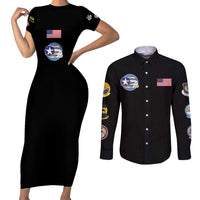Tuskegee Airmen WWII Heroes Couples Matching Short Sleeve Bodycon Dress and Long Sleeve Button Shirt The Great American Aviators Black Art - Wonder Print Shop