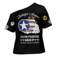 Tuskegee Airmen WWII Heroes Cross Shoulder Shirt The Great American Aviators Black Art - Wonder Print Shop