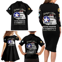 Tuskegee Airmen WWII Heroes Family Matching Long Sleeve Bodycon Dress and Hawaiian Shirt The Great American Aviators Black Art - Wonder Print Shop