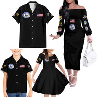 Tuskegee Airmen WWII Heroes Family Matching Off The Shoulder Long Sleeve Dress and Hawaiian Shirt The Great American Aviators Black Art - Wonder Print Shop