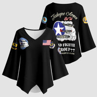 Tuskegee Airmen WWII Heroes Kimono Sleeve Blouse The Great American Aviators Black Art - Wonder Print Shop