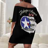 Tuskegee Airmen WWII Heroes Off Shoulder Short Dress The Great American Aviators Black Art - Wonder Print Shop