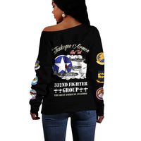Tuskegee Airmen WWII Heroes Off Shoulder Sweater The Great American Aviators Black Art - Wonder Print Shop