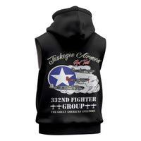 Tuskegee Airmen WWII Heroes Sleeveless Zip Hoodie The Great American Aviators Black Art - Wonder Print Shop