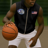 Tuskegee Airmen WWII Heroes Sleeveless Zip Hoodie The Great American Aviators Black Art - Wonder Print Shop