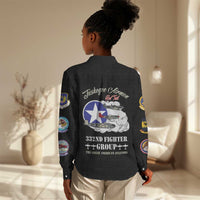 Tuskegee Airmen WWII Heroes Women Casual Shirt The Great American Aviators Black Art - Wonder Print Shop