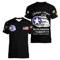 Tuskegee Airmen WWII Heroes Women V-Neck T-Shirt The Great American Aviators Black Art - Wonder Print Shop