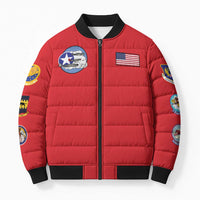 Tuskegee Airmen WWII Heroes Bomber Puffer Jacket The Great American Aviators Red Art - Wonder Print Shop