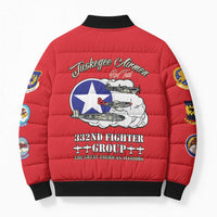 Tuskegee Airmen WWII Heroes Bomber Puffer Jacket The Great American Aviators Red Art - Wonder Print Shop