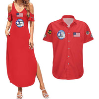 Tuskegee Airmen WWII Heroes Couples Matching Summer Maxi Dress and Hawaiian Shirt The Great American Aviators Red Art - Wonder Print Shop