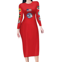 Tuskegee Airmen WWII Heroes Family Matching Long Sleeve Bodycon Dress and Hawaiian Shirt The Great American Aviators Red Art - Wonder Print Shop